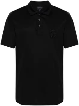 Giorgio Armani рубашка поло с логотипом Interlock, черный