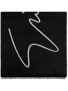 Giorgio Armani шарф с бахромой, черный