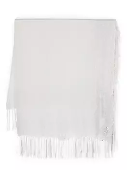 Giorgio Armani шарф с вышитым логотипом, серый