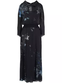 Giorgio Armani шелковое платье макси с цветочным принтом, черный