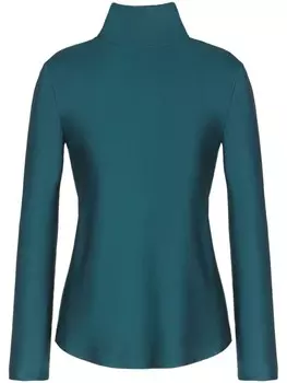 Giorgio Armani шелковый топ с высоким воротником, зеленый