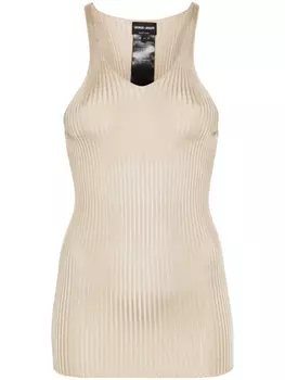 Giorgio Armani шелковый топ в рубчик, нейтральный