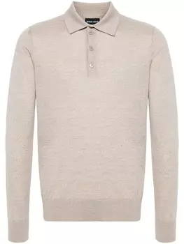 Giorgio Armani шерстяная рубашка поло с длинными рукавами, серый