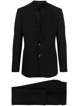 Giorgio Armani шерстяной костюм с однобортным пиджаком, черный