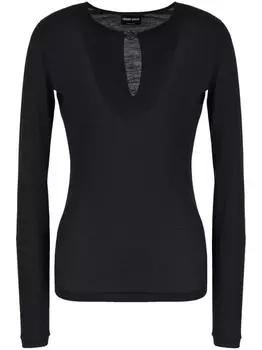 Giorgio Armani шерстяной топ с логотипом, черный