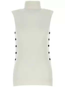 Giorgio Armani шерстяной топ с воротником-стойкой, белый