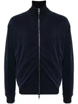 Giorgio Armani спортивная куртка с вышитым логотипом, синий