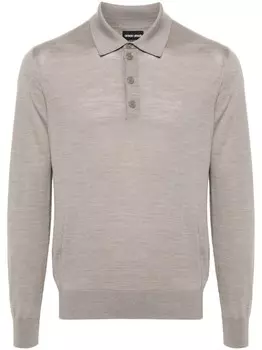 Giorgio Armani свитер из вирджинской шерсти с воротником поло, серый