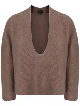 Giorgio Armani свитер с широким воротом, коричневый