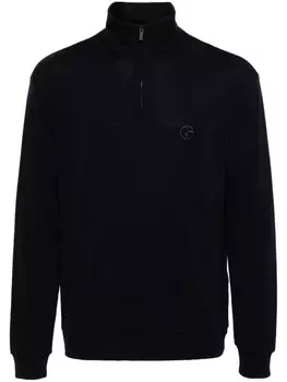 Giorgio Armani свитер с вышитым логотипом, синий