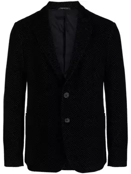 Giorgio Armani textured-finish notched-lapels blazer, синий