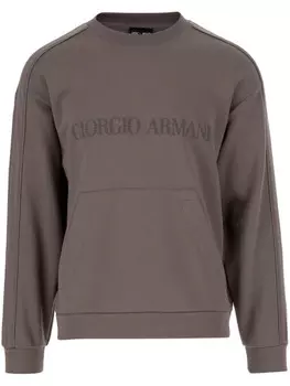 Giorgio Armani толстовка с логотипом, коричневый