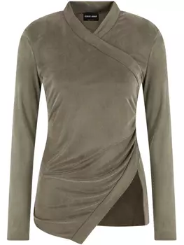 Giorgio Armani топ из джерси с запахом, зеленый