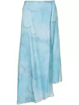 Giorgio Armani юбка асимметричного кроя с цветочным принтом, синий