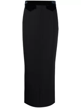 Giorgio Armani юбка макси с карманами-обманками и бархатной отделкой, синий