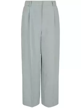 Giorgio Armani укороченные льняные брюки с завышенной талией, зеленый