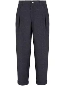 Giorgio Armani укороченные зауженные брюки со складками, серый