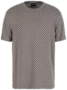 Giorgio Armani жаккардовая футболка с узором шеврон, серый