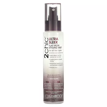 Giovanni, 2chic, термозащитный спрей для выпрямления утюжком, с бразильским кератином и марокканским аргановым маслом, 118 мл (4 жидк. унции)