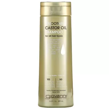 Giovanni, Разглаживающий шампунь с касторовым маслом, для всех типов волос, 13,5 жидких унций (399 мл)