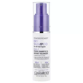 Giovanni, Сухой шампунь Powder Power , шампунь для интенсивного действия и мгновенное средство для увеличения объема 2 в 1, для всех типов волос, 38 г (1,35 унции)