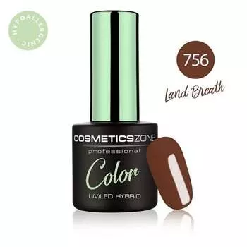 Гипоаллергенный коричневый гибридный лак для ногтей 7 мл — Land Breath 756 Cosmetics Zone