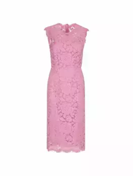 Гипюровое платье миди Dolce&Gabbana, розовый