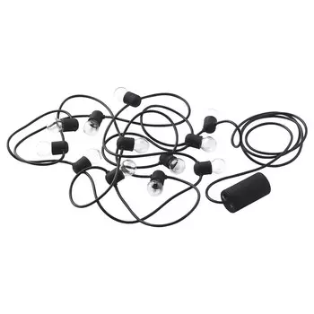Гирлянды (12), светодиодные, уличные/на батарейках, черные, UTSUND IKEA
