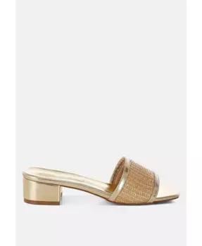 Гиселла Сланцы на плоской подошве из рафии London Rag, золотой