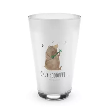 Гитара Mr. & Mrs. Panda Glass Bear - прозрачная - подарок, Тедди, латте макиато, стакан для капучино, чашка для капучино, плюшевый мишка, белый