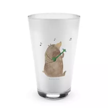Гитара Mr. & Mrs. Panda Glass Bear - прозрачная - подарок, Тедди, латте макиато, стакан для капучино, чашка для капучино, плюшевый мишка, белый