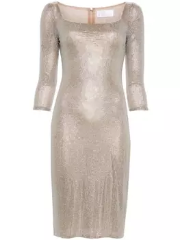 Giuseppe Di Morabito платье миди с кристаллами, нейтральный цвет