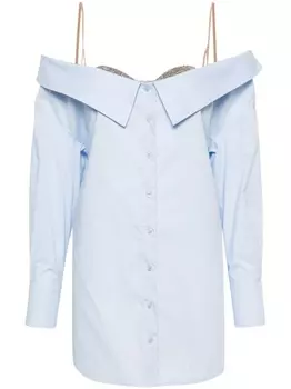 Giuseppe Di Morabito поплиновая рубашка со стразами, синий