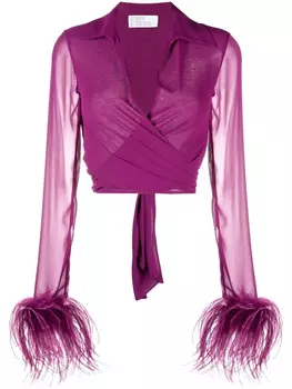 Giuseppe Di Morabito укороченная блузка с перьями, фиолетовый