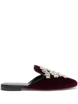 Giuseppe Zanotti бархатные мюли Elsa с кристаллами, красный