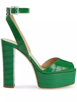 Giuseppe Zanotti Betty 120mm crocodile-print sandals, зеленый