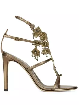 Giuseppe Zanotti босоножки Amira с подвесками, нейтральный цвет