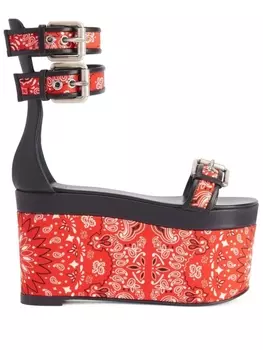 Giuseppe Zanotti босоножки Bandana 105 на танкетке, красный