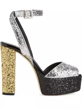Giuseppe Zanotti босоножки Betty 140 с блестками, серебристый