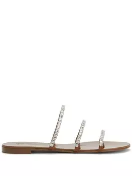 Giuseppe Zanotti босоножки Harmony с кристаллами, нейтральный цвет