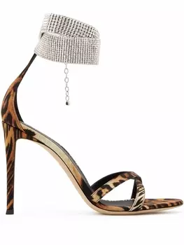 Giuseppe Zanotti босоножки Janell с леопардовым принтом, коричневый