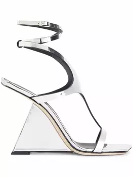 Giuseppe Zanotti босоножки на скульптурном каблуке, серебристый