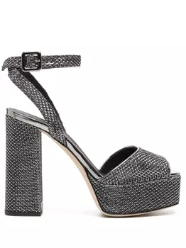 Giuseppe Zanotti босоножки New Betty 130 на платформе, серебристый