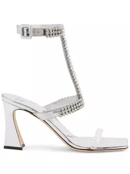 Giuseppe Zanotti босоножки с кристаллами, серебристый