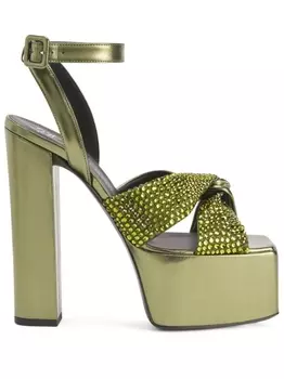 Giuseppe Zanotti босоножки Souree 150 с кристаллами, зеленый