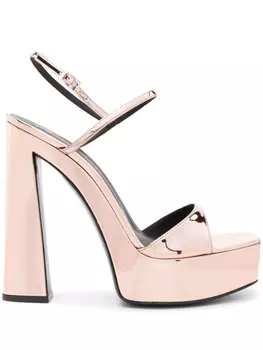 Giuseppe Zanotti босоножки Sylvy 145 на блочном каблуке, нейтральный цвет