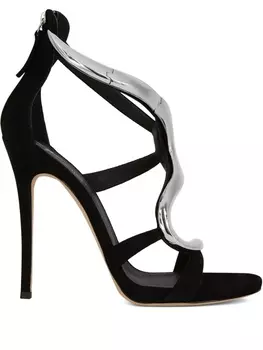 Giuseppe Zanotti босоножки Venere с эффектом металлик, черный