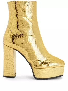 Giuseppe Zanotti ботильоны Morgana 120 с тиснением под кожу крокодила, золотистый