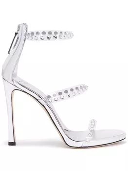 Giuseppe Zanotti декорированные босоножки на шпильке, серебристый