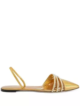 Giuseppe Zanotti декорированные туфли Claralie с ремешком на пятке, золотистый